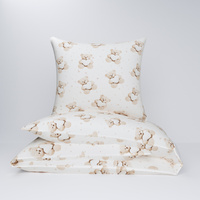 Pościel bawełniana 140x200 + 70x80 + 40x40 | 139bez | beżowa | misie i serduszka