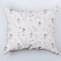 Poszewka bawełniana na poduszkę 40x60 | 154pas | beżowo różowa | wróżki i kwiaty