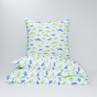 Pościel bawełniana 200x220 + poszewki na poduszkę 2*70x80 | 411Nni | biała | dinozaury