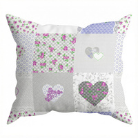 Poszewka bawełniana na jaśka 40x40 | 137wrz | wrzosowa | patchwork serce