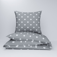 Pościel dla dziecka bawełniana 140x160 + poszewka na poduszkę 50x60 | 485szar | szara | groszki