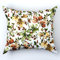 Poszewka flanela 50x60 | 389Lbi | biała | liscie jesienne