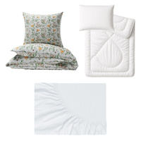 Zestaw pościeli  100x160 + 50x60 + prześcieradło jersey 80x160 | 314wie | biała | sarenki i króliczki