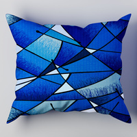 Poszewka z kory 40x40 | 025cha | niebieska | geometryczny