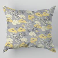 Poszewka bawełniana na poduszkę 40x80 | 219zol | szaro żółta | kwiaty