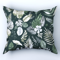 Poszewka bawełniana na poduszkę 50x80 | 499but | zielona | liście