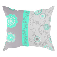 Poszewka z kory 40x40 | 125mięta | szaro miętowa | ornament