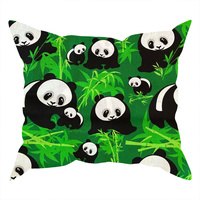 Poszewka bawełniana na jaśka 40x40 | 198panda | czarno zielona | zwierzęta pandy