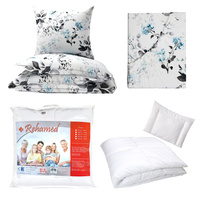 Zestaw pościeli  100x160 + 50x60 + prześcieradło we wzorze 80x160 | 131mie | biała | kwiaty kolibry