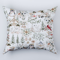 Poszewka bawełniana na poduszkę 40x70 | 166swi | beżowa | świąteczna zimowa