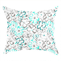 Poszewka bawełniana na poduszkę 40x70 | 012mie | biało miętowa | kwiaty