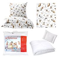 Zestaw pościeli  100x160 + 50x60 + prześcieradło we wzorze 80x160 | 189B3D | biała | pieski