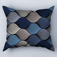 Poszewka bawełniana na poduszkę 50x70 | 163grn | szaro granatowa | fale