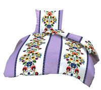 Pościel bawełniana 160x200 + poszewka na poduszkę 50x60 | 419Nwr | wrzosowa | kwiaty