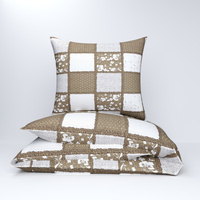 Pościel flanela 140x200 + poszewki na poduszkę 2*70x80 | 107Nbe | brązowa | patchwork