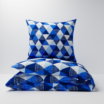 Pościel bawełniana 160x200 + 70x80 + 40x40 | 110granat | granatowa | wzór geometryczny