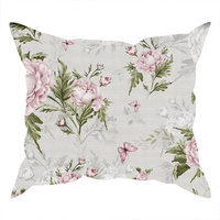 Poszewka bawełniana na jaśka 40x40 | 441sza | szara | piwonie