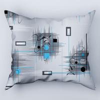 Poszewka bawełniana na poduszkę 50x50 | 150chaber | szaro niebieska | gry