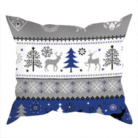 Poszewka bawełniana na jaśka 40x40 | 446cha | biało niebieska | świąteczna