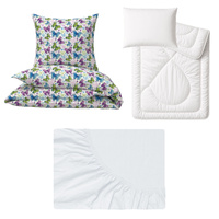 Zestaw pościeli  100x160 + 50x60 + prześcieradło jersey 80x160 | 184fio | kolorowa | motyle