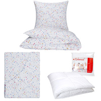 Zestaw pościeli  100x160 + 40x60 + prześcieradło we wzorze 80x160 | 513kol | biała | kwiatuszki