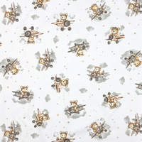 Worek szkolny na buty | 303Sbe | biało beżowa | misie samoloty