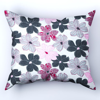 Poszewka flanela 40x40 | 384s-r | szaro różowa | kwiaty