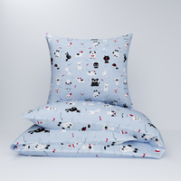 Pościel bawełniana 200x220 + poszewki na poduszkę 2*70x80 | 189s-c | szara | psy