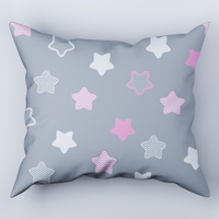Poszewka bawełniana na poduszkę 40x70 | 300róż | szaro różowa | gwiazdki