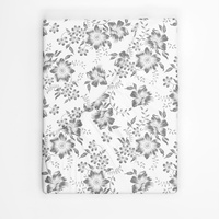 Prześcieradło z gumką do łóżeczka 80x180 bawełniane | 116bsz | biało szare | kwiaty