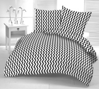 Pościel z kory 140x200 + poszewka na poduszkę 70x80 | 407czarny | czarna | zygzaki