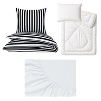 Zestaw pościeli 100x160 + 40x60 + prześcieradło jersey 80x160 | 213czr | biało czarna | pasy
