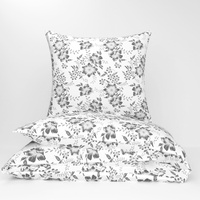 Pościel dla dziecka bawełniana 140x160 + poszewka na poduszkę 70x80 | 116bsz | biało szara | kwiaty