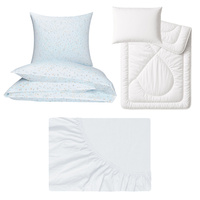 Zestaw pościeli  100x160 + 40x60 + prześcieradło jersey 80x160 | 002bor | bordowa | świąteczna Mikołaje