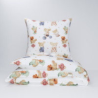 Pościel bawełniana 200x220 + poszewki na poduszkę 2*70x80 | 246mys | biała | myszki