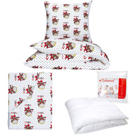 Zestaw pościeli  100x160 + 40x60 + prześcieradło we wzorze 80x160 433owl