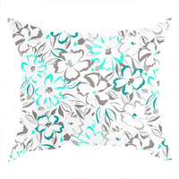 Poszewka z kory 50x60 | 012mięta | szaro miętowa | kwiaty