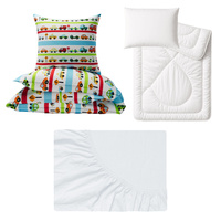 Zestaw pościeli 100x160 + 50x60 + prześcieradło jersey 80x160 | 088nie | niebieska | autka