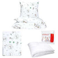 Zestaw pościeli  100x160 + 50x60 + prześcieradło we wzorze 80x160 | 314sar | biała | sarenki