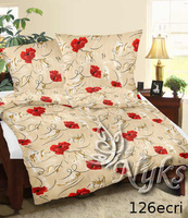 Pościel z kory 160x200 + poszewki na poduszkę 2*70x80 | 126ecri | ecri | kwiaty maki