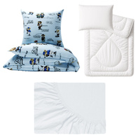 Zestaw pościeli  100x160 + 50x60 + prześcieradło jersey 80x160 | 062nie | niebieska | skatepark