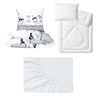 Zestaw pościeli  100x160 + 40x60 + prześcieradło jersey 80x160 | 002bor | bordowa | świąteczna Mikołaje