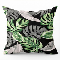 Poszewka z kory 40x40 | 455Nzi | czarna | liście monstera