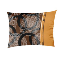 Poszewka flanela 50x60 | 183bra | brązowa | koła pasy geometria