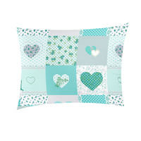 Poszewka z kory 40x40 | 137turkus | turkusowa | patchwork z sercami