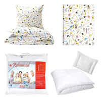 Zestaw pościeli 100x160 + 40x60 + prześcieradło we wzorze 80x160 | 004pol | biała | polne kwiaty