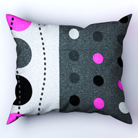 Poszewka flanela 50x60 | 083róż | szaro różowa | wzór geometryczny koła