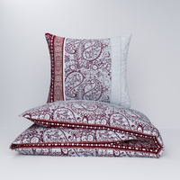 Pościel bawełniana 200x220 + poszewki na poduszkę 2*70x80 | 098bor | bordo | ornament