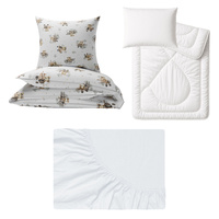 Zestaw pościeli  100x160 + 40x60 + prześcieradło jersey 80x160 | 002bor | bordowa | świąteczna Mikołaje