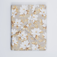 Prześcieradło z gumką do łóżeczka 70x140 bawełniane | 075beż | beżowe | kwiaty magnolie